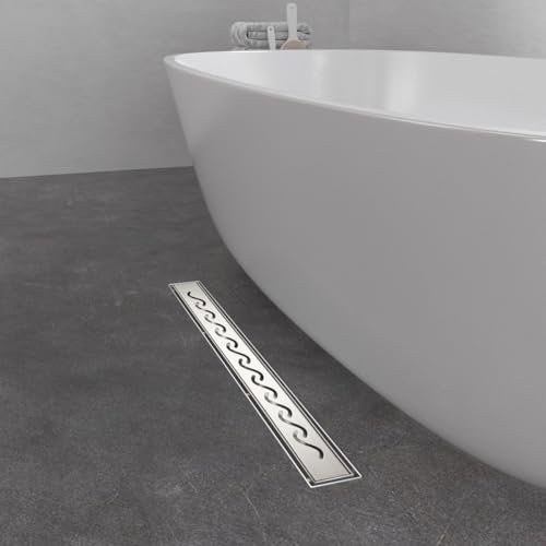 GY Bath Duschrinne 70cm Komplettset,Type S Bodenablauf Edelstahl Duschablauf,Siphon mit Geruchsstop, Haarsieb