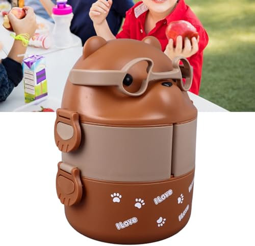 lvifloae -Box, Lunchbox, 2-stöckiger Behälter, tragbare -Box mit Fächern, wiederverwendbar, auslaufsicherer Lebensmittelbehälter, Schule, Arbeit, Camping, mikrowellen- und (Kaffeefarbe)