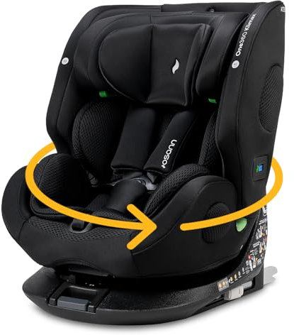 Osann One360 Klimax 40-150 cm, klimatisierter Kindersitz mit Isofix, 360Grad drehbar, Reboarder, Baby Autositz – All Black