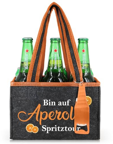 WenmthG Witziges Geschenke Männerhandtasche Frauenhandtasche Bier mit Flaschenöffner und Grußkarte für Männer Frauen, Flaschentasche Bierträger Flaschenträger für Bierliebhaber Aperol Geschenkset