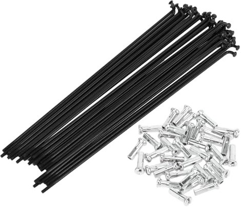 VVHFXD 40 Stück Fahrrad Speichen mit Fahrradspeichen Nippel, Durchmesser 2mm Mountainbike-Stahl, Edelstahl Speichen 14G/K, für MTB-Radspeichen, Citybikes, Downhill und E-Bike - Schwarz 280mm