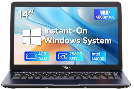 LETSUNG Itel 14 Laptop, Celeron N4000 (Dual-Core), UHD Graphics 600, 4GB RAM 256GB SSD, 14 HD Micro-Edge Display, Ultra Slim, Long Lasting Battery
