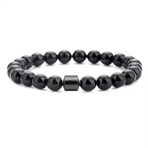 MojoFlow Magnetarmband Gauss für Herren - Natürliche Steine Handarbeit Armband mit 800 Magneten, Wellness Energie Balancing, Leicht & Stilvoll Geschenk für einen Freund oder Partner (Schwarz matt)