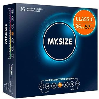 MY.SIZE Classic Kondome Größe 4 I 57 mm Breite I 36 Stück Großpackung I Premium Kondome extra dünn I Kondome gefühlsecht hauchzart I dünne 0,07 mm Wandstärke I Kondome vegan I Condoms for men