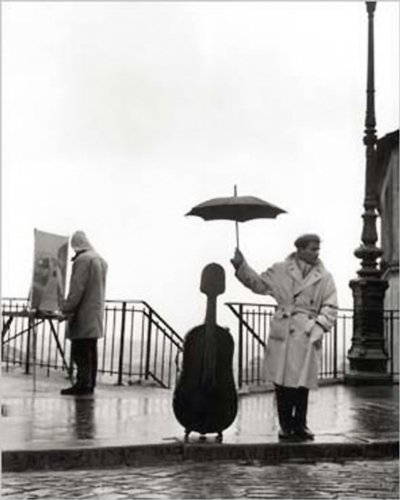 Ein Musiker im Regen Kunstdruck Robert Doisneau (24cm x 30cm) + Ü-Poster