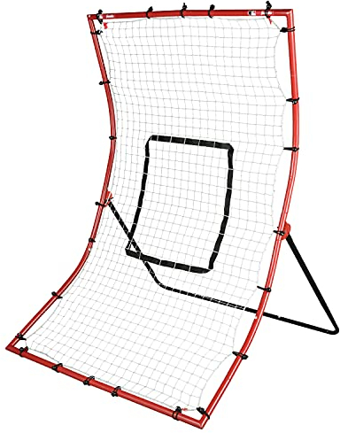 Franklin Sports Baseball Rebounder Netz, Baseball- und Softball-Pitchback-Netz + Wurfziel, All-Angle Rückprallnetz, Rückgabe-Feldtrainer, 111,8 cm, Rot