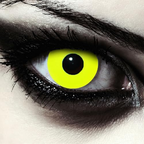 DESIGNLENSES, Farbige gelbe Halloween Jeffrey Dahmer Kostüm Kontaktlinsen, 1 Paar (2 Stück),weiche Pennywise Farblinsen ohne Stärke, Yellow Bigeye