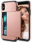 Coolden for iPhone XS Case iPhone X Case Wallet Shockproof Heavy Duty Protective Hard Back Rubber Bumper Card Holder Slot Wallet Cover for iPhone XS/iPhone X (Rose Gold)