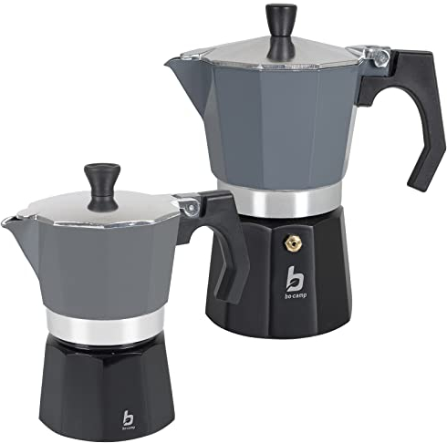 Bo-Camp Urban Outdoor Espressokocher Percolator Kaffee Kocher Espressobereiter Espresso Kanne Alu 2-6 Tassen Grau 3 Tassen