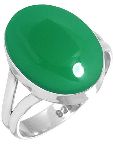 Jeweloporium 925 Sterling Silber Ringe für Damen Natürlich Grüner Onyx Edelstein Mode Silber Ringe Größe 57(18.1) Weihnachten - Geschenk Boho Schmuck
