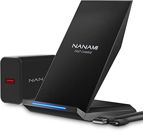 Fast Wireless Charger, NANAMI Qi kabelloses Ladegerät (mit USB C ladegerät 20W PD Adapter) für Apple iPhone 16 15 14 13 12 Pro Max Xr Xs, 10W Induktive Ladestation für Samsung Galaxy S25 S24 S23 S22