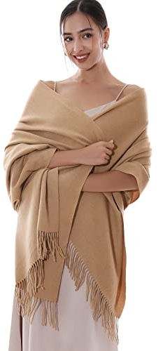 RIIQIICHY Ladies Camel Scarf Pashmina Shawls and Wraps for Wedding Scarfs for Women Winter Warm