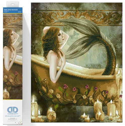 DIAMOND DOTZ Bath Time Mermaid Kit de pintura: sirena para la hora del baño, Tela, 52x68cm