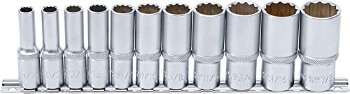 BGS 6859 | Juego de llaves de vaso 12 caras, largas | entrada 10 mm (3/8) | medidas en pulgadas | 11 piezas