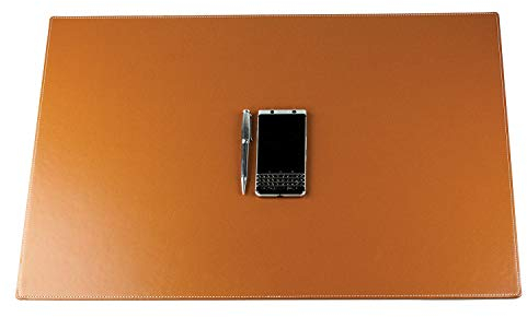 DELMON VARONE - Personalisierbare Schreibtischunterlage XXL Cambridge Top Grain Leder braun, Rutschfeste Echtleder Schreibunterlage abwaschbar, Schreibtisch Unterlage geeignet als Mauspad, 70 x 50 cm