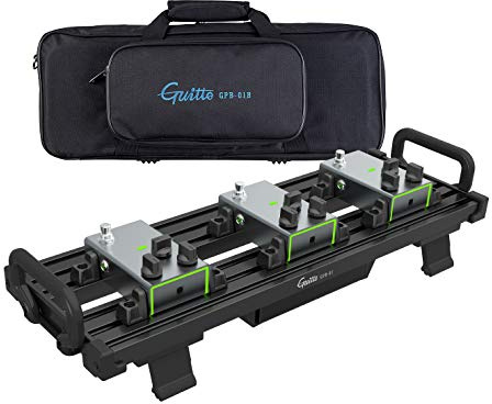 GUITTO Gitarrenpedalboard, sicheres Clip-on-Design aus Aluminiumlegierung mit Tragetasche, kein Klebstoff für Effektpedale erforderlich, für Auftritte und Proben, GPB-01