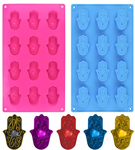Lot de 2 moules à savon en silicone en forme de main de Fatma - 12 cavités - Pour savons, bougies, glaçons