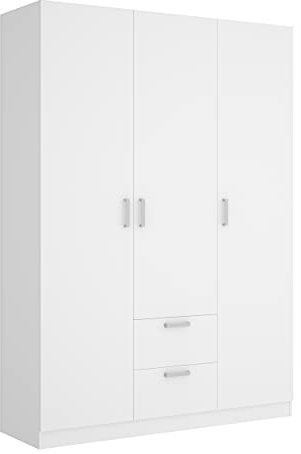 Mobelcenter - Armario 3 Puertas 2 Cajones Maxi - Armario Matrimonio o Juvenil 215 cm de Altura - Acabado Color Blanco - Medidas: Ancho: 150 cm x Fondo: 52 cm x Alto: 215 cm - (1216)