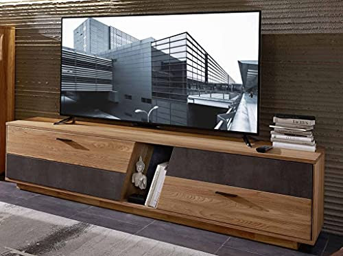 Froschkönig24 Gerano Lowboard TV-Möbel, fertig montiert, Wildeiche Massiv Natur