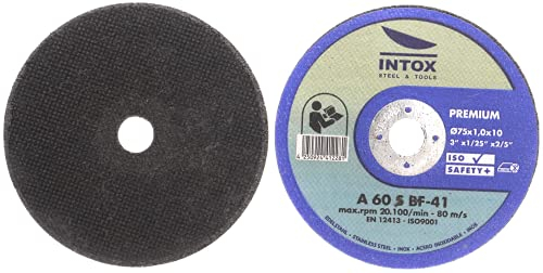 INTOX Dischi da taglio 75 mm da 1,0 mm di spessore, 50 pezzi, per metallo, acciaio e acciaio INOX