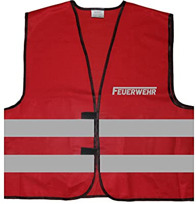 Feuerwehr Warnweste BZW. Signalweste mit reflektierendem Aufdruck - Größe L/XL, Rot