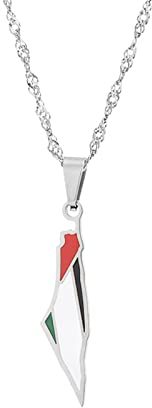 Getsona Israel Und Palästina Karte Anhänger Halsketten - Retro Ethnische Hip Hop Karten Flagge Charm Anhänger Halskette Für Frauen Männer Schlüsselbein Kette Pullover Dünne Kette Schmuck Party Gesche
