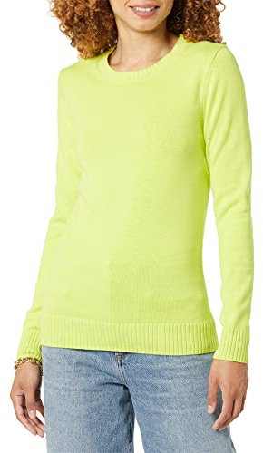 Amazon Essentials Maglione A Girocollo in 100% Cotone (Disponibile in Taglie Forti) Donna, Verde Lime, XL