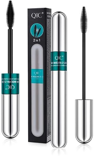Fanlulu Lash Cosmetics Vibely Mascara, 2 in 1 Thrive Mascara für natürliche Verlängerung und Verdickungseffekt, wasserfest (Grüne Röhre)