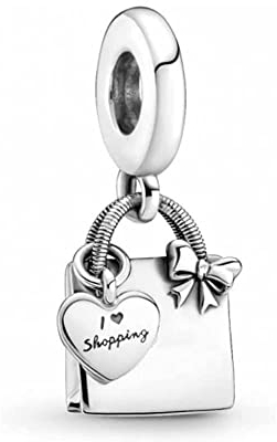 BEEUVIP Damen Einkaufstasche Dangle Charm Anhänger für Armband 925 Sterling Silber Geburtsstein Charms Beads passend für Armband