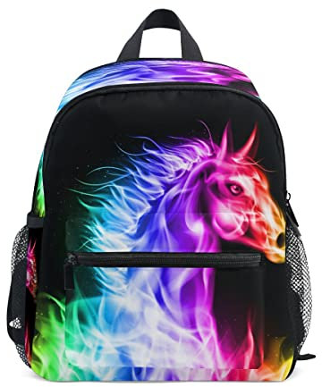 Niedlicher Kleinkind-Rucksack, Mini-Reisetasche, buntes Pferd, für Babys, Mädchen, Jungen, Alter 3–7 Jahre