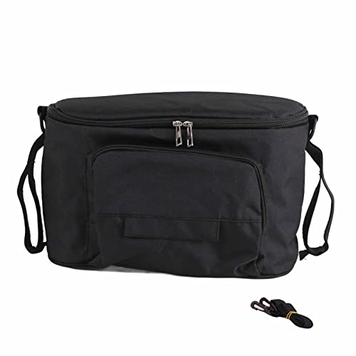 Tomotato Organisateur de Poussette Universel, Poche de Distributeur de Lingettes Intégrée de Grande Capacité avec Porte-Bouteilles, Sac de Poussette pour Bébé à Plusieurs Poches(Noir avec Sangle)