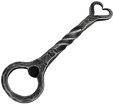 Hand Forged Heart Handle Bottle Opener Wrought Iron Handmade Metal Beer Bottle Opener Black Antique Finish Heavy Duty Vintage Bottle Opener BY LIVING IDEA