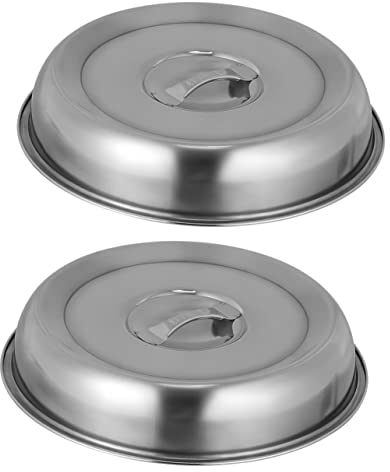 LABRIMP 2pcs Vegetable Cover Griddle Melting Saucepan Cooking Food Cover Cloche Food Steam Dome Replacement Steak Hood Tent Protective Food Hood Round Steak Heavy Stainless Steel