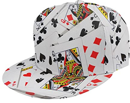 QQIAEJIA Unisex Flatbrim Snapback Cap Poker Card Las Vegas Erwachsene Trucker Hat Verstellbare Baseballkappe Schwarz, Siehe Abbildung, Einheitsgröße