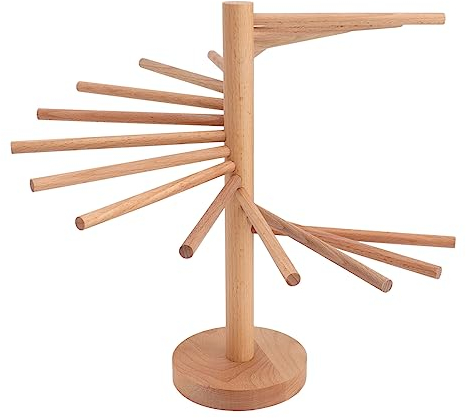 Stendipasta Pieghevole, Stendipasta Pieghevole in Legno Massello, Supporto per Spaghetti Freschi Fatti in Casa, Appendiabiti con 18 Braccia, Supporto per Essiccatore per