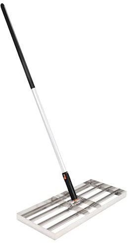 Lawn Levelling Rake Lute - 1.6m Handle - Soil Spreader - Multiple Sizes - Heavy Duty - Grass Leveller - 3kg - Stainless Steel (60cm x 25cm)