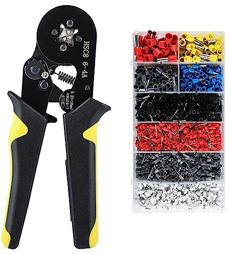 Youyijia 1800 Stück Aderendhülsen Set Kabelschuhe 0,25-10mm² Aderendhülsenzange Crimpzange Set Crimpzange Mit 1800 Stück Aderendhülsenzange Presszange
