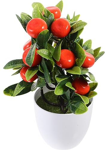 EXCEART Wohnkultur Künstlicher Obstbaum Gefälschter Orangenbaum Topfpflanzen Realistischer -Bonsai-Topf Gefälschtes Grün Kunststoff-Topfpflanze Baum Heimbüro Schreibtisch-Dekoration