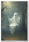 Nanxiwofee Vintage Cute Ghost Leinwand Wandkunst Lustiger Geist auf einer Schaukel im Wald Ästhetisches Poster Gothic Dark Academia Wanddekoration gruselige gruselige verlassene Kunst Halloween Bilder