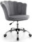 COSTWAY Fauteuil de Bureau en Velours avec 5 Roues Universelles, Chaise de Coiffeuse avec Hauteur Réglable, Chaise Salon Rembourrée Pivotante, Forme de Coquillage, pour Salon, Chambre, Bureau (Gris)