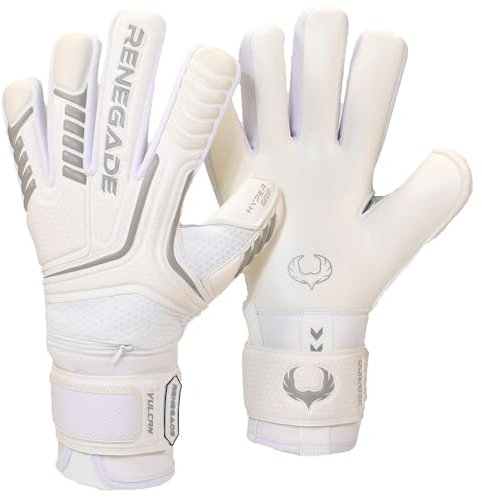 Renegade GK Vulcan Whiteout Torwarthandschuhe Mit Pro-Tek Finger Schutz | 3.5+3mm Hyper Grip & 4mm Duratek | Weiß Torwart Handschuhe (Größe 9, Jugend-Erwachsener, Roll Cut, Level 3)