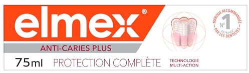 ELMEX - Dentifrice Elmex Anti-Caries Plus Soin Complet - Reminéralise l'Émail - Protège les dents sensibles et l'irritation des gencives - 75 ml