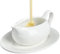 komsoup Salsiera Barca Ceramica Bianca, Salsiera con piattino, in Porcellana, Salsiera in Ceramica, Salsa Salsiera Salsiera Condimento Salsiera Barca Ceramica Bianca per Insalata, Crema, Latte, brodo