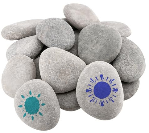 JEUIHAU 30 PCS Flat River Rocks, 5-8 cm Beach Pebbles for Painting Natural Smooth Rock Painting Stones for Art &Craft Painting, Garden Decoration