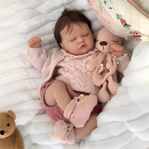 OHIJGN Bambole Reborn Femmina Silicone Originali Sembra un vero Bambino con gli occhi chiusi bambolotti realistica Baby Dolls Regali per Ragazzi