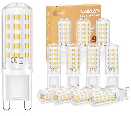 G9 LED Bulbs Warm White-12 Pcs, 5W 3000K G9 Led Light Bulbs, (45W Equivalent Halogen) Energy Saving, 500LM CRI>80, 360° Beam Angle, No Flicker, Non-Dimmable, for Home Lighting, Crystal Chandelier