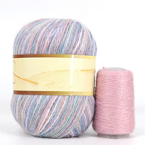 Garn, Garn zum Häkeln, In Regenbogenfarben gefärbtes Kaschmirgarn, weiches Nerzsamt-Wollgarn for Handstricken, langes Plüschhaar, Häkelgarne for Häkeln im Winter(D04)