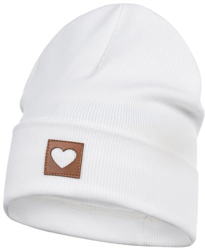 Smarilla Mütze Beanie Mädchen Damen Kinder Übergangsmütze gerippt, Größe: 58-60, Farbe: Milchweiß