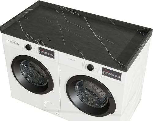 vomavex Washer Dryer Countertop, 54 Width * 27.4 Depth, Black Marble, Engineered Wood, Laundry Room Organization, Folding Space