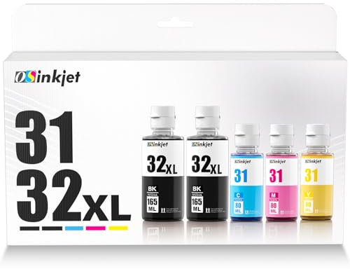 Osinkjet Druckertinte 31 32XL Kompatibel für HP Smart Tank 5105 7005 7305 5106 5108, Tinte 31 32 XL für Smart Tank 7005 7605 7006 7306 455 515 519 530 558 559 570 655 670 750 790 Drucker